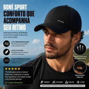 Kit 2 Boné Esportivo Confortável Secagem Rápida Dry Fit - Imagem 3
