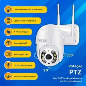 Câmera De Segurança Wi-fi Ip Prova D'água Infravermelho Hd Icsee Interna Externa HW - Imagem 3