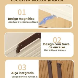 Armário Dobrável 5 Andares C/ Rodas Portas Transp.creme - Imagem 7