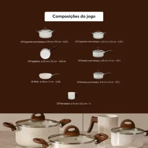Jogo De Panelas 7 Peças Brinox Ceramic Life Vanilla - Imagem 8