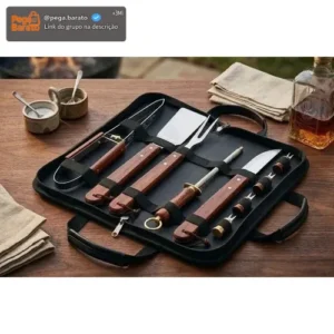 Kit Churrasco 360 De Aço Inoxidável Com 10 Peças - Imagem 1