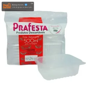 144un Pote Descartável 500ml Freezer Microondas Marmita Cristal - Imagem 1