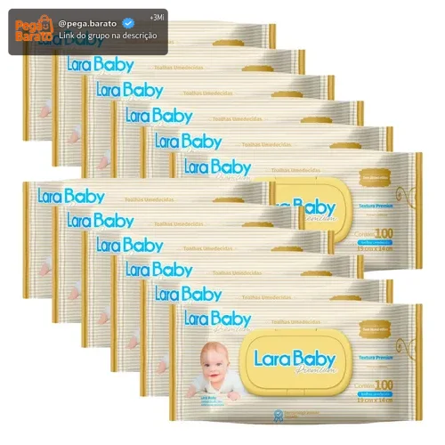 Kit C/12 Toalha Umed Lara Baby Premium C/100un