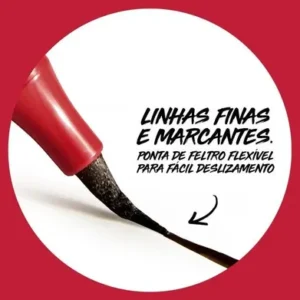 Caneta Delineadora Ponta Flexível Alta Precisão Longa Duração 48H À Prova D'água Não Borra Acabamento Fosco Profissional Preto Tattoo Liner Maybelline NY 1g - Imagem 2