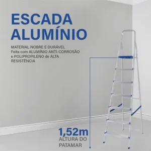 Escada De Aluminio Tesoura Reforçada Mor Com 7 Degraus - Imagem 5