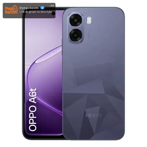 Smartphone OPPO A6t 128GB 12GB RAM (4GB + 8GB RAM Virtual) Bateria Gigante 6500 mAh Câmera AI Violeta