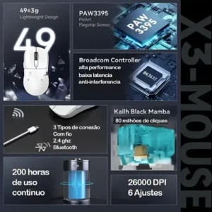 Mouse Gamer Sem Fio Attack Shark X3 - Imagem 11