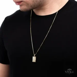 Cordão Fino Masculino 70cm + Pingente Plaquinha Banhado Ouro - Imagem 6