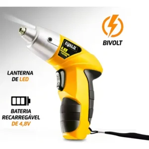 Parafusadeira Bateria 4,8v Torque 3 Nm Kit 12 Peças Evald EVS001 Cor Amarelo - Imagem 2