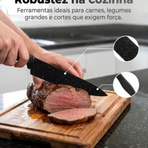 Kit Jogo De Facas 7 Peças Cozinha Aço Inox Corte Afiado Amolador Churrasco Sólar - Imagem 7