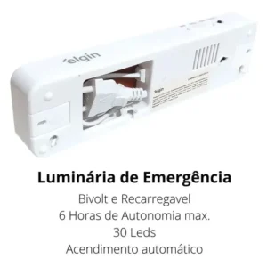 3 Luminárias Emergência Elgin Recarregável Lampada 30 Leds - Imagem 4