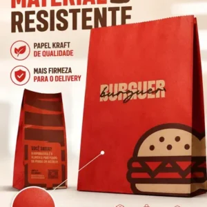 Saco Kraft Delivery 32x22x12cm 50 Un Hamburguer Lanche - Imagem 6