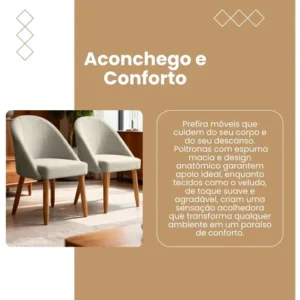 Kit 2 Cadeira Poltrona Para Sala Lua Confortável E Reforçada - Imagem 5
