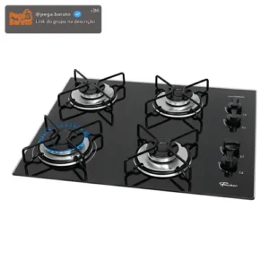 Cooktop a Gás Fischer 4 Bocas Fit Line Trempe Esmaltada Aramado - Imagem 1