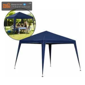 Tenda Gazebo 3x3 Sanfonada Praia Camping Eventos Azul - Imagem 1