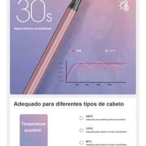 Modelador de Cachos BrisaBras 9mm Cerâmica Revestimento LCD 230°C Rosa Bivolt Duplo - Imagem 4