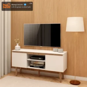 Rack Branco Para Sala - Estante Moderna E Compacta Branco - Imagem 1