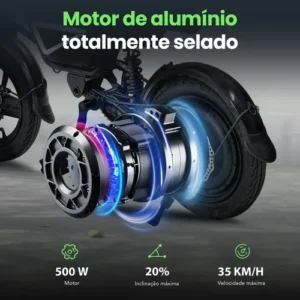 Bicicleta Elétrica Xroymexroy EB1S 500W 36V 12Ah 50km Dobrável com LED, Suspensão Traseira, Display LCD Horizontale e USB - Imagem 5