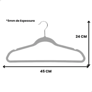 Kit 50 Cabides Adulto De Veludo Antideslizante Slim Com Gancho Giratório 360° Cor Preto - Imagem 7