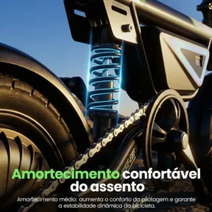 Bicicleta Elétrica Xroymexroy EB1S 500W 36V 12Ah 50km Dobrável com LED, Suspensão Traseira, Display LCD Horizontale e USB - Imagem 3