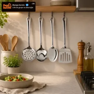Conjunto 4 Peças Aço Inox Para Cozinha Kit Completo P Servir - Imagem 1