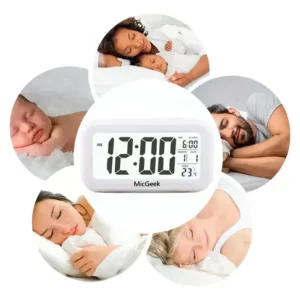 Relógio Digital Mesa Despertador Inteligente Cabeceira Quarto Idoso Com Sensor De Temperatura Micgeek - Imagem 5