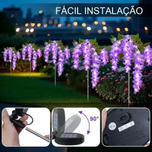 Kit 2 Luz Solar Led Toque Real Cerejeira Artificial Jardim - Imagem 6
