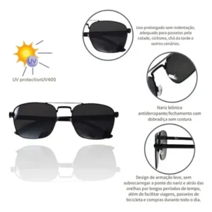 Óculos Sol Premium Polarizado Solar Quadrado Unissex Retro - Imagem 9