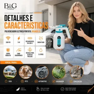 Pulverizador Elétrico Borrifador Portátil Alta Pressão Para Lavagem Automotivo E Limpeza Doméstica Detalhamento Jardim Uso Geral Cor Branco - Imagem 5