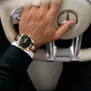 Relógio Social Masculino A Prova D'água Couro Olevs Luxo Marrom Dourado Preto - Imagem 6