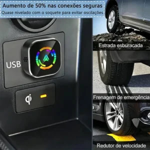Adaptador Android Carplay Auto Wireless Bluetooth/ Wi-fi 2 Em 1 Voz Inteligente Usb-c - Imagem 6