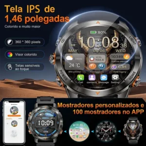 Relógio Inteligente Cardíaco Chamadas Bluetooth Esportivos - Imagem 3