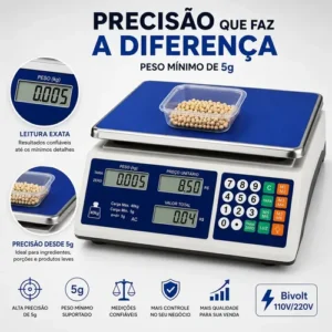 Balança Comercial Digital 40kg Alta Precisão Bateria Precisa - Imagem 9