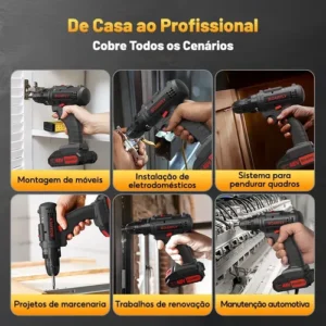Parafusadeira E Furadeira Profissional 2 Baterias Sem Fio - Imagem 10