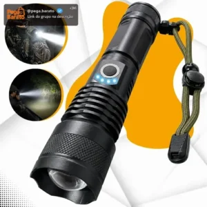 Lanterna Tática T9 Led Usb Recarregável Alto Brilho Potente Mais Forte Do Mundo Zoom Brielli Home - Imagem 1