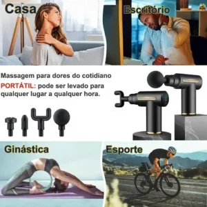 Pistola Massageadora Muscular Profissional Portátil Recarregável Sem Fio 6 Velocidades Massageador Elétrico Corporal Para Alívio de Dores Relaxamento Recuperação Muscular Fisioterapia - Imagem 4