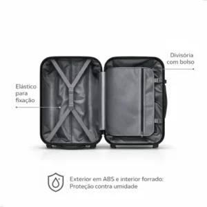 Mala De Viagem Bordo Mão Pequena 10kg Abs Cadeado 360 - Imagem 8