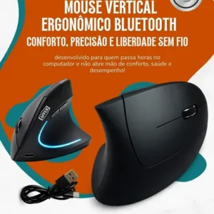 Mouse Vertical Ergonômico Sem Fio Recarregável Bluetooth e USB 2.4G – RGB, Silencioso, DPI Ajustável, Reduz Tensão no Pulso, Portátil e Confortável – Compatível com Notebook, PC, Windows e Mac - Apfer - Imagem 3