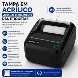 Impressora Térmica Etiquetas Ecommerce 108mm USB Bivolt 110v e 220v Monocromática Com Destacador + 15 Etiquetas de Brinde Techseller - Imagem 8