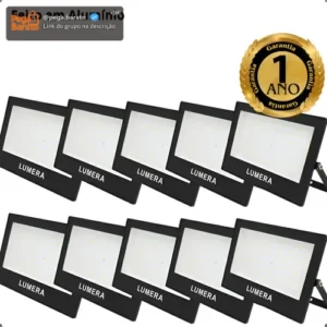Kit 10 Refletor Led Slim 600w Holofote Luz Branco Frio - Imagem 1