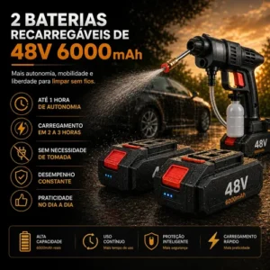Lavadora Portátil Lava Jato De Alta Pressão 2 Baterias - Imagem 6