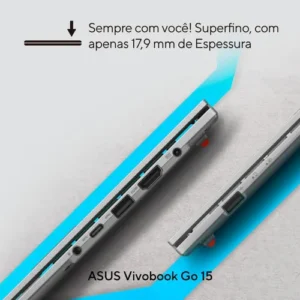 Notebook ASUS Vivobook Go 15 Core i3 N305 4GB Ram 256GB SSD W11 Home Tela 15,6" Full HD Prata Metálico - E1504GA-NJ441W - Imagem 6