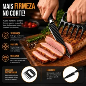 Kit Jogo De Facas Inox Conjunto 9 Peças Cozinha Churrasco Tesoura Descascador Tabua Brinde Aquattro - Imagem 5