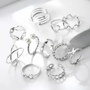 Conjunto Anéis Dourados Femininos Ajustáveis Moda - Imagem 5