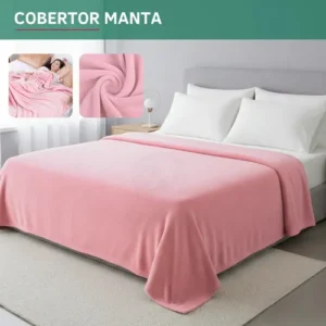 Cobertor Manta Casal Microfibra Flacee Quentinha 2,20 X 1,80 Macia Veludo Liso Cor Rosa Claro Premium - Imagem 1