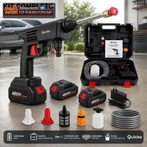 Lavadora De Alta Pressão Vap Portátil Sem Fio Bateria Compressor Pneu Função Power Bank Lava Jato Elétrica Recarregável P/ Lavar Carro Moto Quintal C/ 2 Baterias Bico Mangueira Dispenser De Sabão - Imagem 1