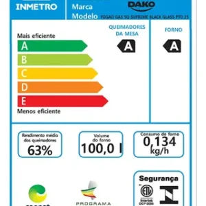 Fogão 5 Bocas Dako Supreme Black Glass com Mesa de Vidro Tripla Chama e Timer Digital Bivolt - Imagem 11
