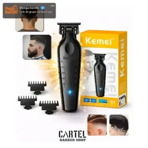 Máquina de Cortar Cabelo Acabamento Pezinho Barba Kemei KM-2299 Sem Fio Profissional Com Carregamento USB - Imagem 1