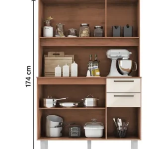 Armário de Cozinha Completa Pop Zanzini Nature/Off White 6 Portas 2 Gavetas - Imagem 4