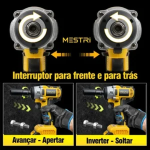 Chave De Impacto a Bateria Profissional Recarregável 4ah Brushless Parafusadeira Furadeira Alta Potência Sem Escova 2 Baterias MESTRI - Imagem 10